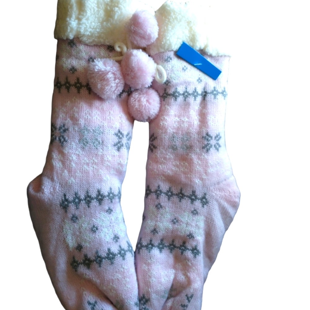 Columbia Slipper Socks Puff Ball Decor